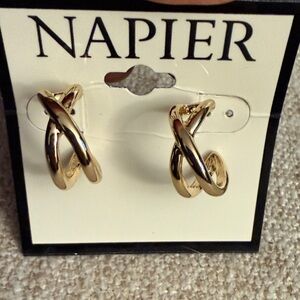 Napier Gold-Tone Twisted Hoop Earrings